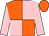 Orange and pink (quartered), pink sleeves, orange cap