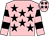 Pink, black stars, hooped sleeves and stars on cap