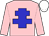 pink, blue cross of lorraine, white cap