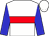 white, red hoop, blue sleeves