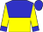 Blue and yellow halved horizontally, yellow sleeves, blue cuffs, blue cap