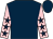 Dark blue, pink sleeves, dark blue stars, dark blue cap