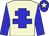 Beige body, big-blue cross of lorraine, big-blue arms, big-blue cap, beige star