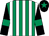 Emerald green and white stripes, black sleeves, emerald green armlets and star on black cap