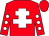 Red, white cross of lorraine, red sleeves, white spots