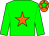 Big-green body, orange star, big-green arms, orange cap, big-green star