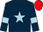 Dark blue, light blue star, light blue armlet, red cap