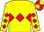 Yellow, red triple diamond, red diamonds on sleeves, quartered cap