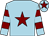 Light blue, maroon star, hooped sleeves, maroon star on cap