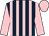 Dark blue and pink stripes, pink sleeves and cap