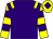 Purple, yellow epaulettes, yellow & purple hooped sleeves, yellow cap, purple diamond