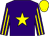 purple, yellow star, striped sleeves, yellow cap