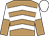 light brown, white chevrons, white and light brown halved sleeves, white cap