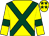 yellow, dark green cross belts, dark green armbands, dark green stars on cap