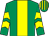 Emerald green, yellow stripe, chevrons on sleeves, striped cap