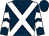 Dark blue, white cross belts, chevrons on sleeves