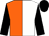 Orange and white halved vertically, black sleeves and cap