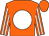 orange, white disc, striped sleeves