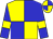 Yellow body, blue quartered, blue arms, yellow armlets, yellow cap, blue quartered