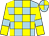 Light blue and yellow check, yellow sleeves, light blue armlets, light blue and yellow quartered cap