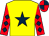 Yellow, dark blue star, red sleeves, dark blue diamonds, quartered cap