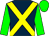 dark blue, yellow cross sashes, green arms, green cap