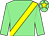 Light green, yellow sash, yellow star on cap