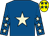 Royal blue, beige star, beige stars on sleeves, yellow cap, royal blue stars