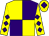 Yellow and purple (quartered), diamonds on sleeves, yellow cap, purple diamond