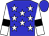 blue, white stars, black armbands on white sleeves, blue cap