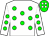 white, green spots, green cap, white spots