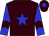 Brown, blue star, blue arms, brown chevron, brown cap, blue star