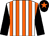 White body, orange striped, black arms, black cap, orange star