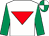 White, red inverted triangle, emerald green sleeves, white & emerald green quartered cap