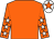 Orange, white stars on sleeves, white cap, orange star