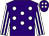 Purple, white spots, white and purple striped sleeves