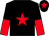 Black, red star, halved sleeves and star on cap