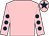 Pink, dark blue spots on sleeves, pink cap, dark blue star