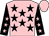 Pink, black stars, black sleeves, pink stars, pink cap