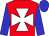 Red, white maltese cross, blue sleeves and cap