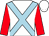 White, light blue cross belts, red sleeves