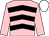 Pink, black chevrons, pink sleeves, white cap