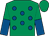 Emerald green, royal blue spots, halved sleeves, emerald green cap