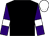 Black, purple sleeves, white armlets, white cap