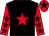 Black body, red star, red arms, black stars, red cap, black star