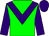 Green body, purple chevron, purple arms, purple cap