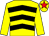 Yellow & black chevrons, yellow sleeves, yellow cap, red star