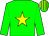 Green, yellow star, yellow hoop on sleeves, green cap with yellow stripes