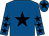 Royal blue, black star, royal blue sleeves, black stars, royal blue cap, black star