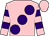 Pink, large purple spots, hooped sleeves